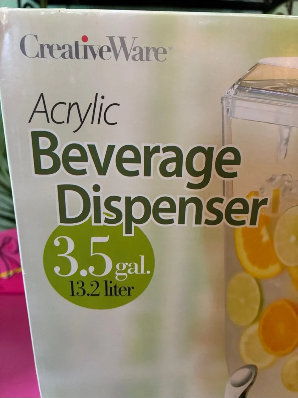 Clear Acrylic Beverage Dispenser - Clear, 3.5 gal